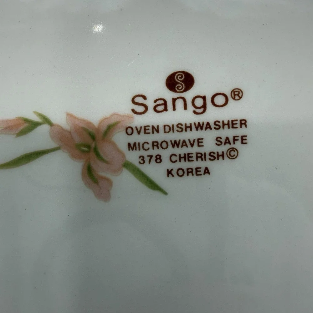 2 Vintage Sango Cherish 378 Soup Cereal Bowls Pink White 6.5